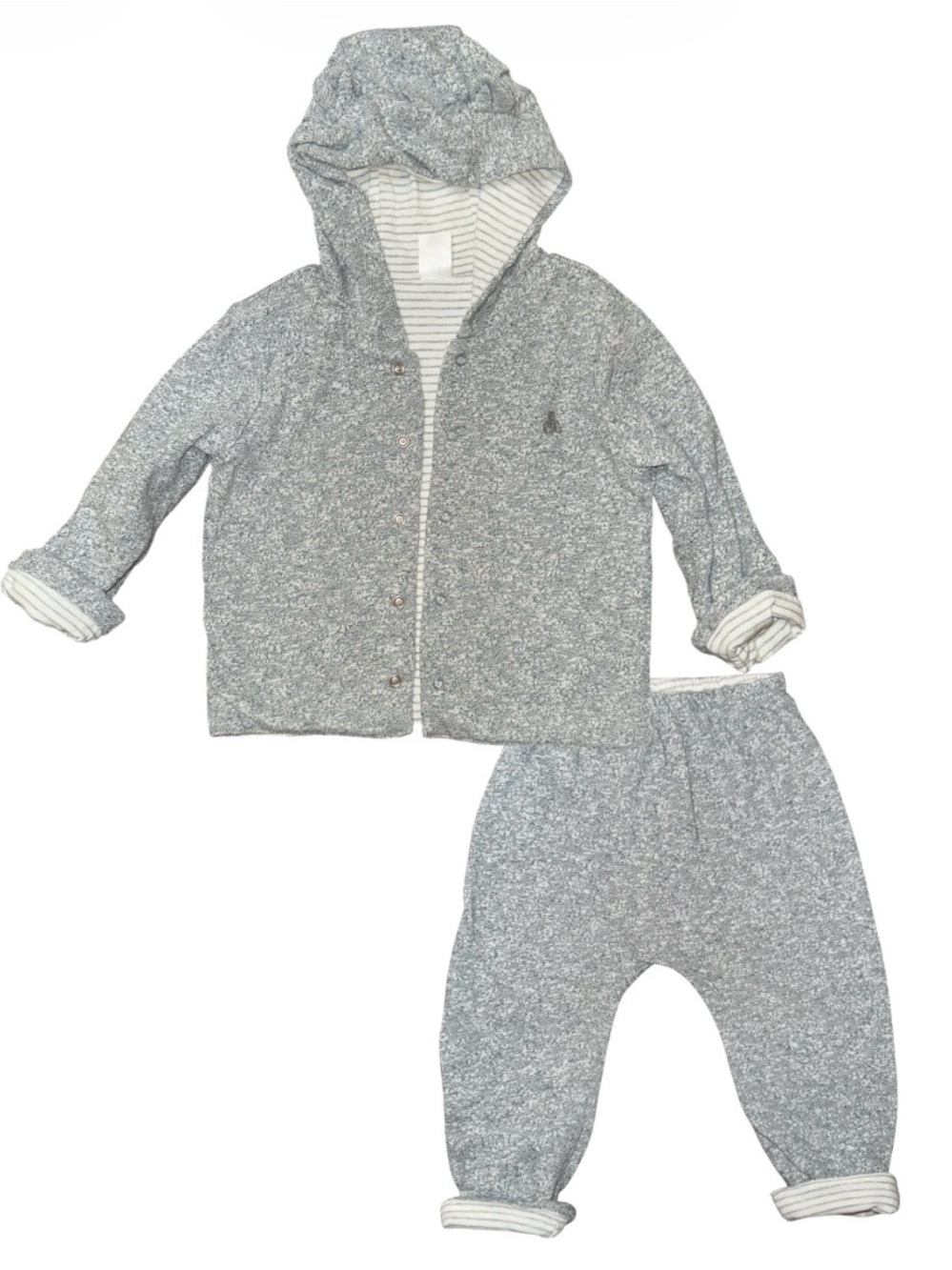 GAP Kids REVERSIBLE Two-Piece Hooded Set - Stripes Gray